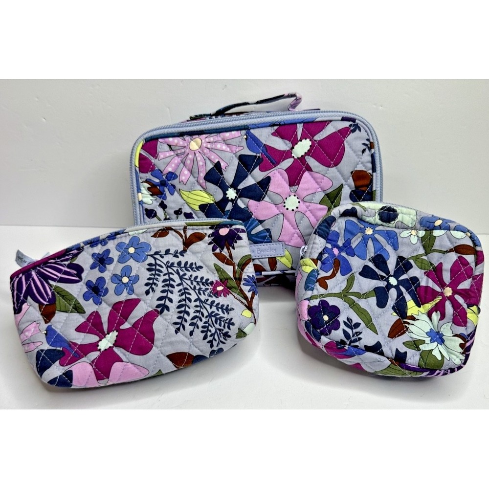 Vera‎ Bradley Bengal Lilly Travel 3 Pieces Set Make Up Cosmetic bags
